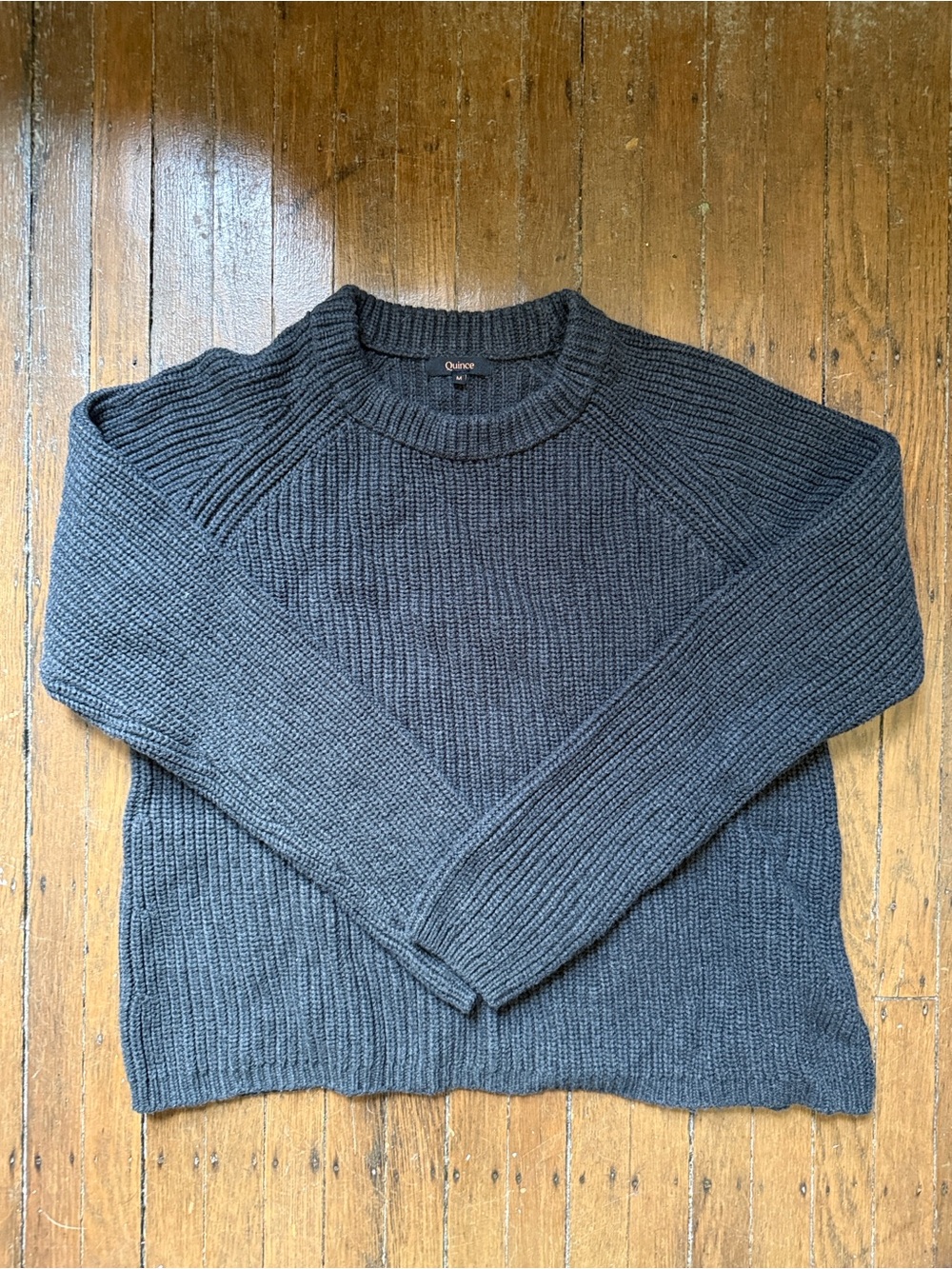 Quince Women’s Organic Cotton Crewneck Rib-Knit Sweater in Charcoal